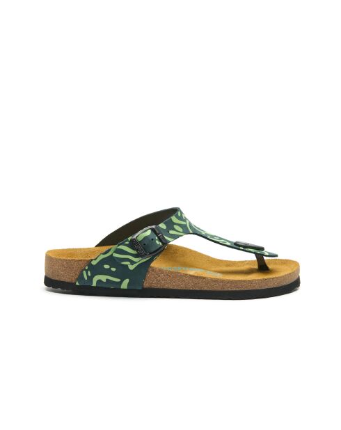 Sandales en cuir Aliz-PR bleu marine/vert