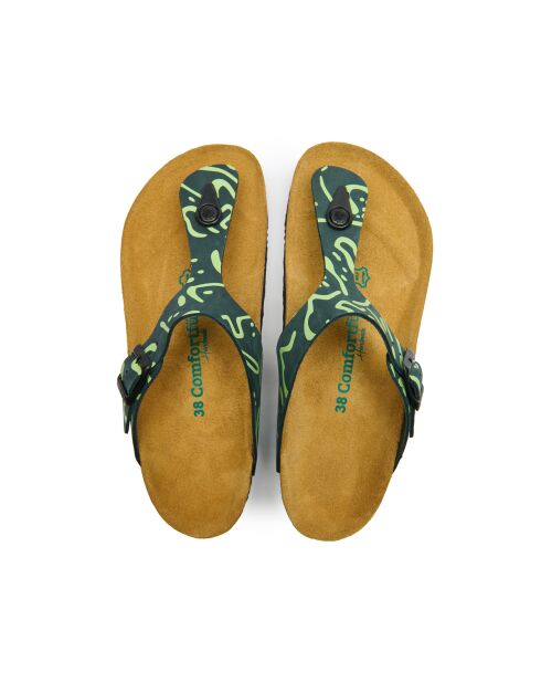 Sandales en cuir Aliz-PR bleu marine/vert