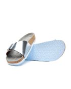 Sandales en cuir argentés