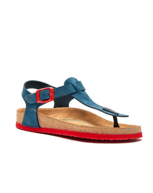 Sandales en cuir Gerda bleu marine/rouge