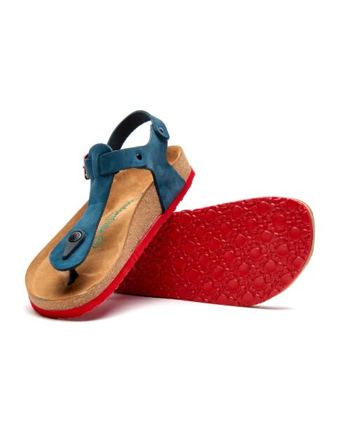 Sandales en cuir Gerda bleu marine/rouge