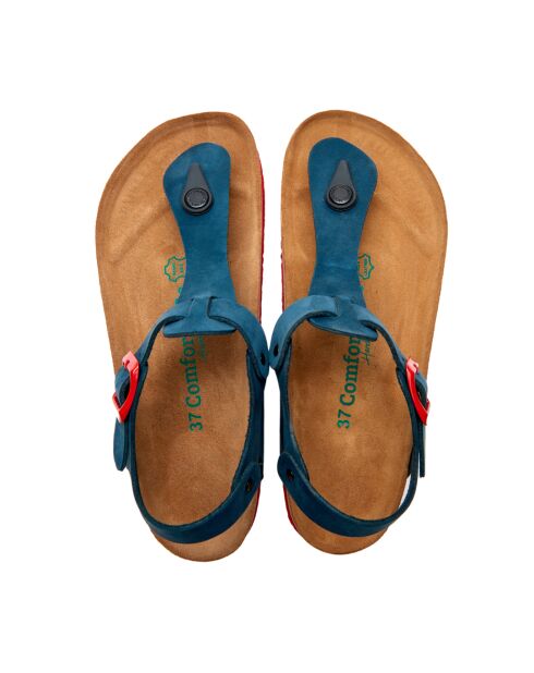 Sandales en cuir Gerda bleu marine/rouge