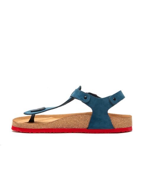 Sandales en cuir Gerda bleu marine/rouge