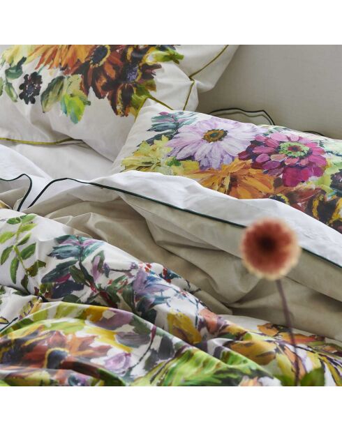 Taie d'oreiller imprimée en percale de coton Glynde Coral multicolore - 65x65 cm