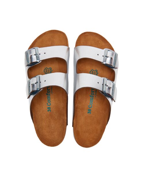 Sandales en cuir Bali argentés