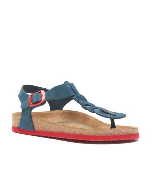 Sandales en cuir Grizeln bleu marine/rouge