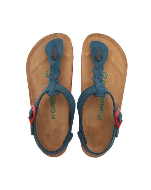 Sandales en cuir Grizeln bleu marine/rouge