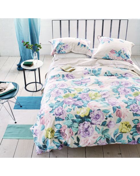 Taie d'oreiller imprimée en satin de coton Viola violet heather - 50x75 cm