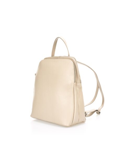 Sac à dosen cuir Myraia taupe - 26x 15x 31 cm