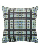 Housse de coussin imprimée en velour Chennai Azure bleue - 60x60 cm