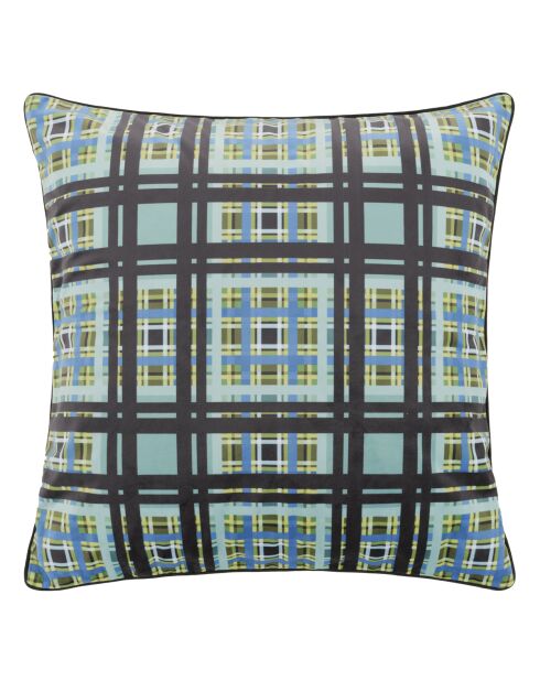 Housse de coussin imprimée en velour Chennai Azure bleue - 60x60 cm
