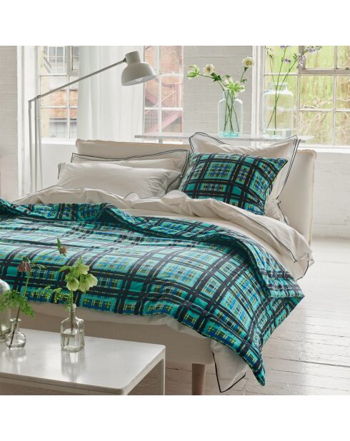 Housse de coussin imprimée en velour Chennai Azure bleue - 60x60 cm