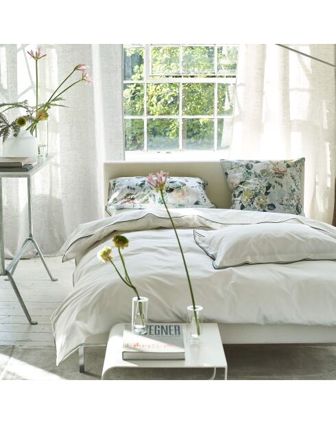 Housse de couette unie en percale de coton Astor Forest Sage blanche - 240x220 cm