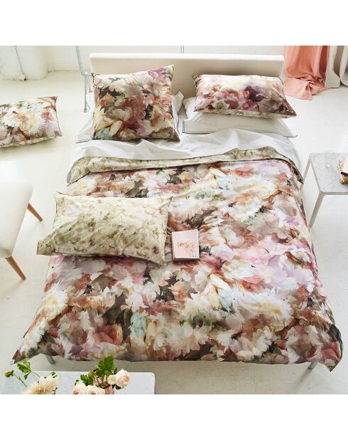 Housse de couette imprimée en percale de coton Fleurs De Jour rose