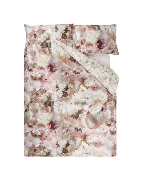 Housse de couette imprimée en percale de coton Fleurs De Jour rose