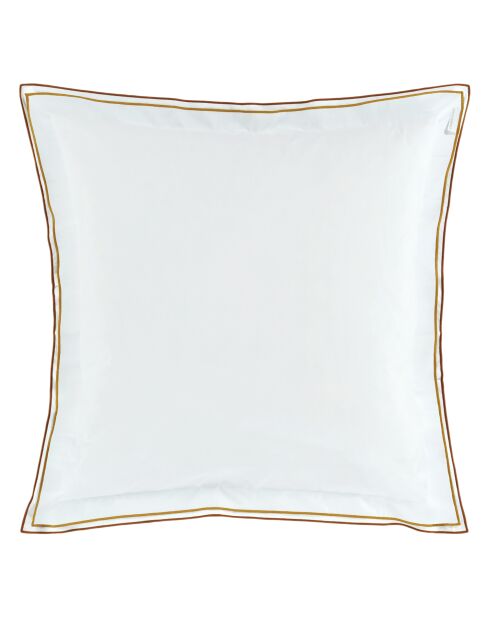 Taie d'oreiller unie en percale de coton Astor châtaigne/ocre - 64x64 cm