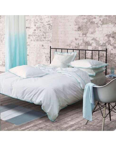 Housse de couette unie en percale de coton Astor bleu nuit/turquoise - 200x200 cm