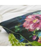 Taie d'oreiller imprimée en satin de coton Gertrude noir/rose fuchsia - 50x75 cm