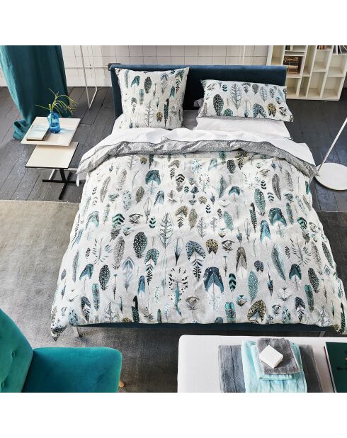 Housse de couette imprimée en percale de coton Quill grise - 260x240 cm