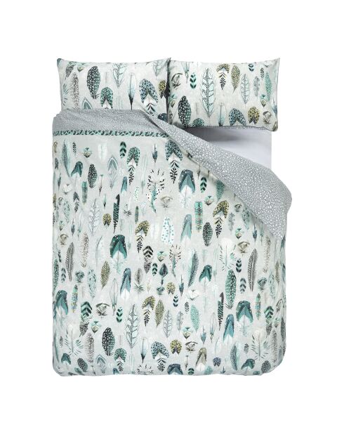 Housse de couette imprimée en percale de coton Quill grise - 260x240 cm
