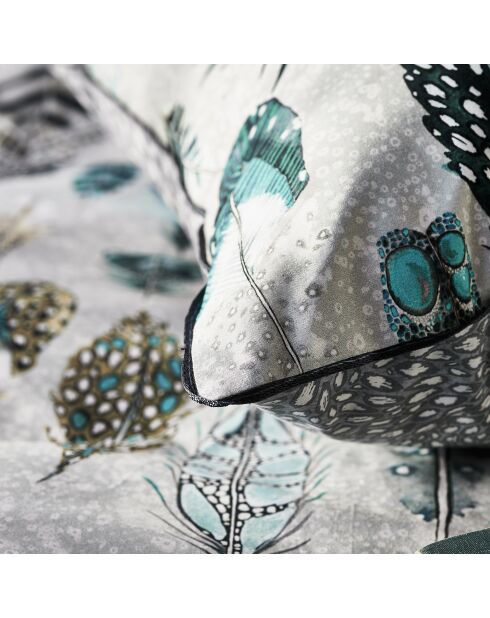 Housse de couette imprimée en percale de coton Quill grise - 260x240 cm