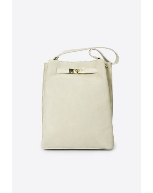 Sac en cuir Terry beige - 24x 12x 30 cm