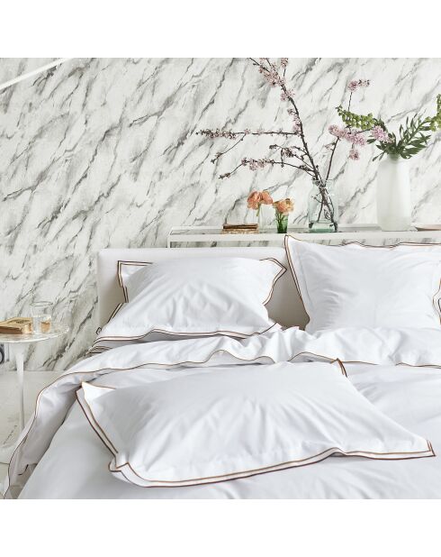 Housse de couette unie en percale de coton Astor châtaigne/ocre