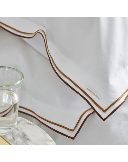 Housse de couette unie en percale de coton Astor châtaigne/ocre