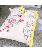 Housse de couette imprimée en satin de coton Oriental Flower multicolore