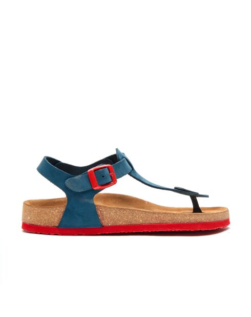 Sandales en cuir Gerda bleu marine/rouge