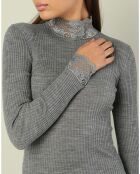 Grauer Pullover Lucile aus Mikrofaser und Wolle