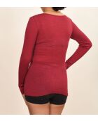 Body de lana y seda con cuello en V y estampado bordado de frambuesa
