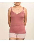Caraco en Laine & Soie bretelles fines rose antique
