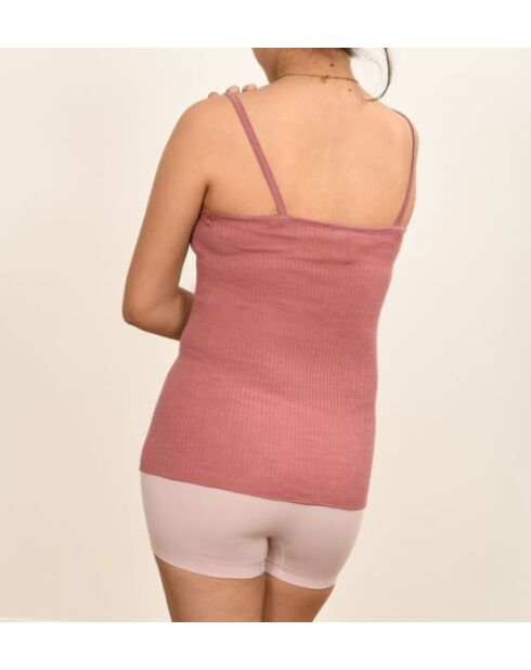 Caraco en Laine & Soie bretelles fines rose antique