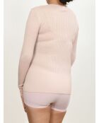 Top en Laine & Microfibre col V Dentelle rose antique