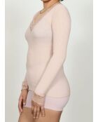 Top en Laine & Microfibre col V Dentelle rose antique