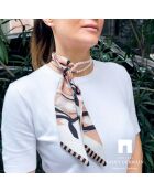 Collier en Perle et Foulard marron