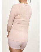 Sous-pull en Laine & Microfibre col rond Dentelle rose antique