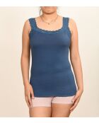 Camisola de algodón con tirantes de encaje vaquero