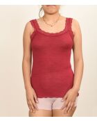 Camisola de lana y seda sin tirantes con encaje sin costuras y frambuesa