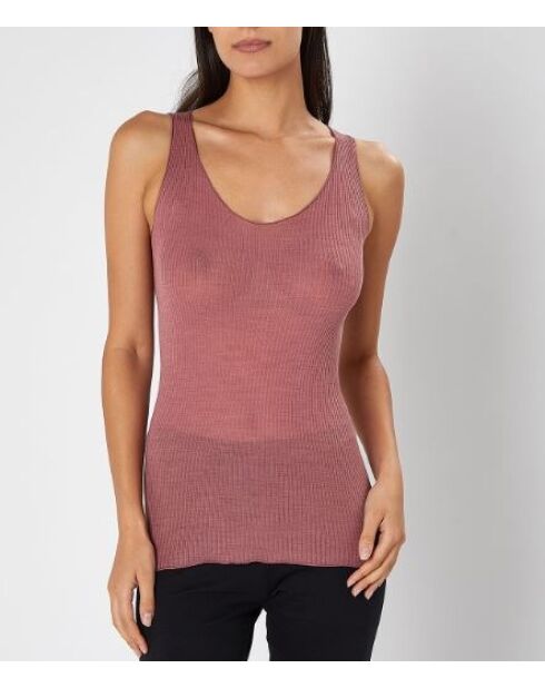 Roze tanktop van wol en zijde