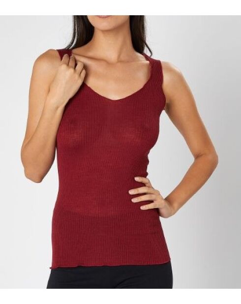 Rubinrotes Tanktop aus Wolle und Seide