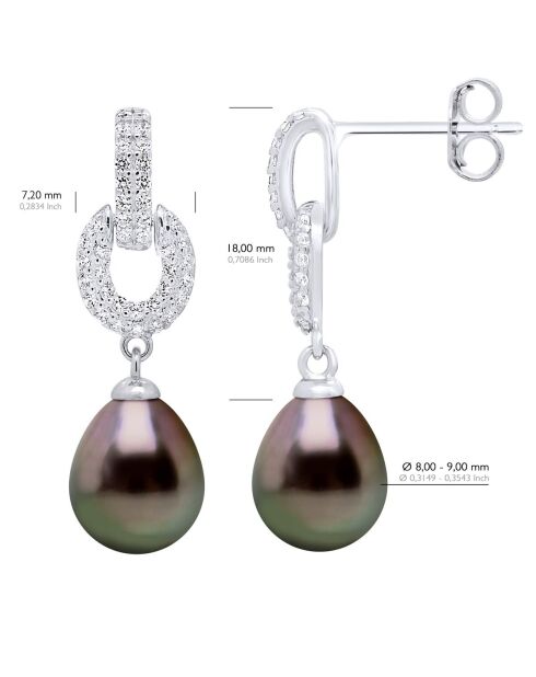 Orecchini in argento e vere perle coltivate con pavone tahitiano