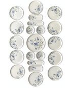 Ensemble petit-déjeuner bleu/blanc - 21 pièces