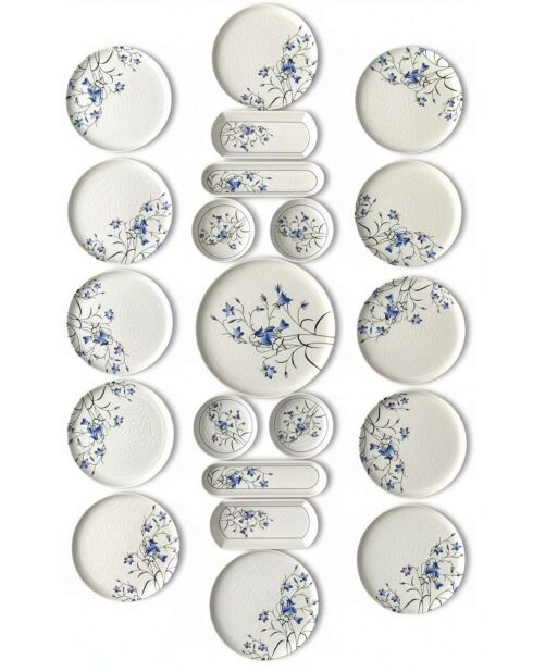 Ensemble petit-déjeuner bleu/blanc - 21 pièces