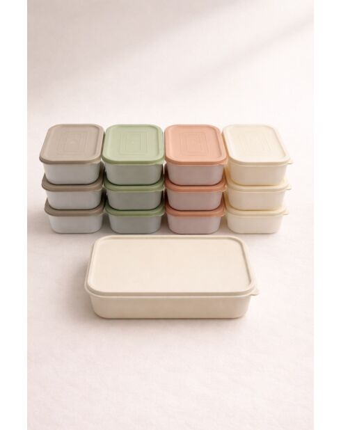 Ensemble de boîtes de rangement crème - 13 pièces