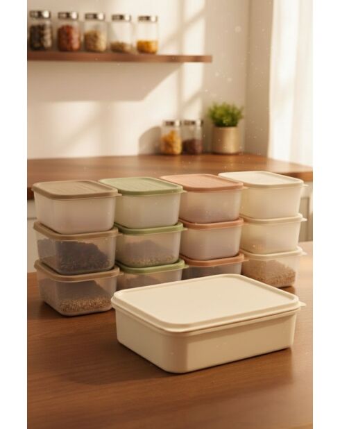 Ensemble de boîtes de rangement crème - 13 pièces