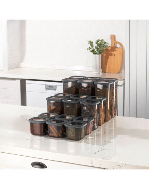 Ensemble de boîtes de rangement anthracite - 18 pièces
