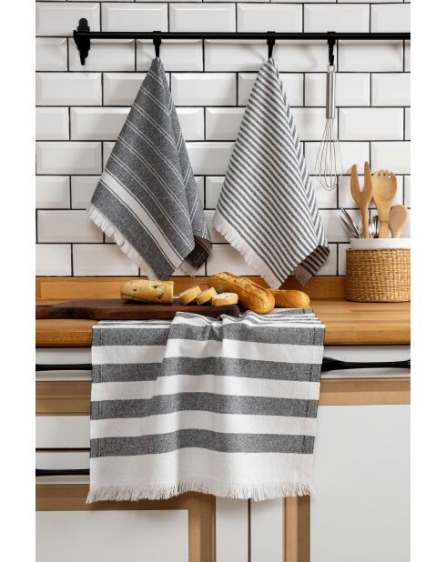 Set van 3 zwarte handdoeken - 45 x 65 cm