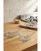 Set de 2 bandejas de vidrio transparente - 400 ml